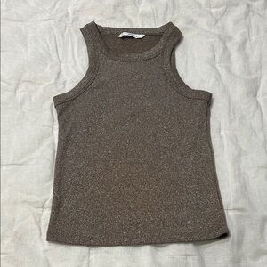 Mango brown and silver thread size medium tank top